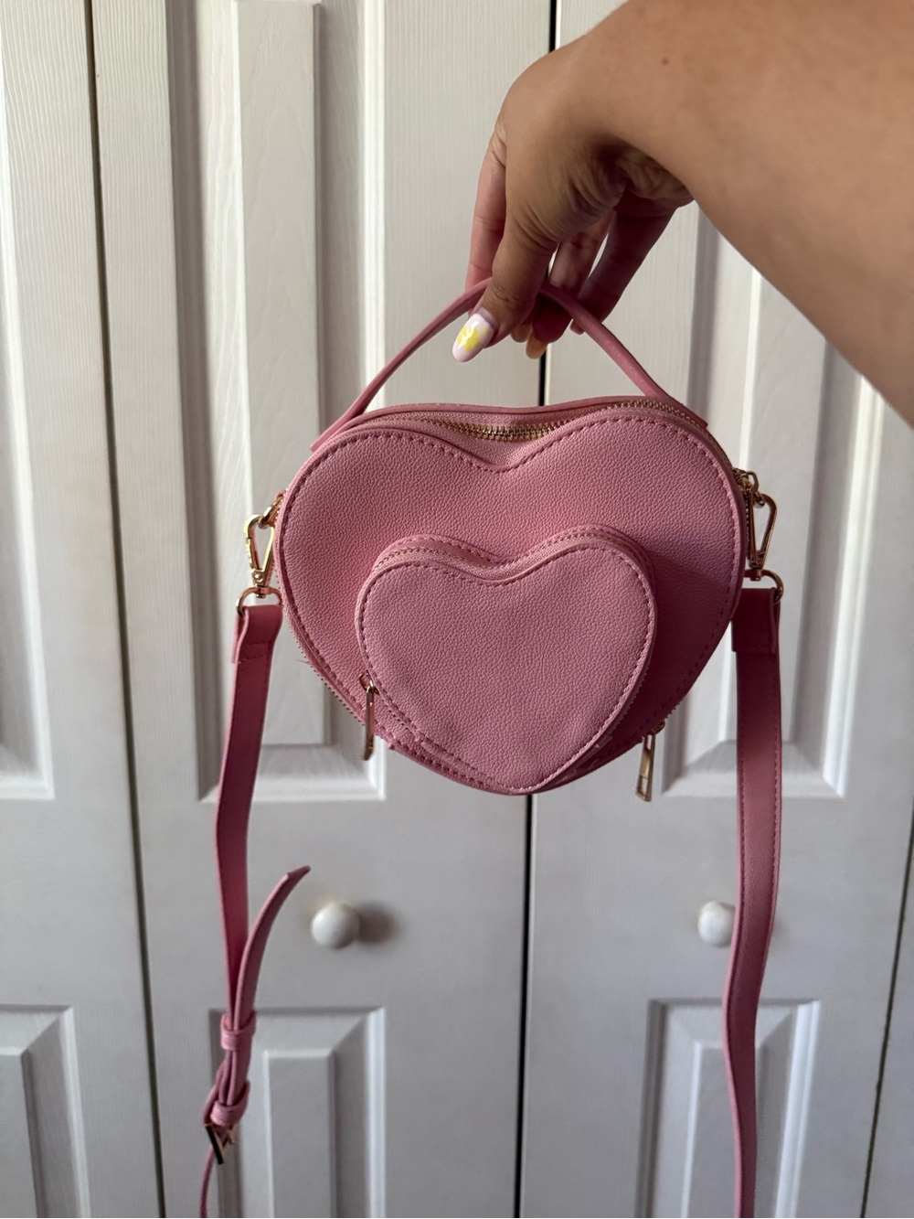 Pink Heart Crossbody Bag for Women